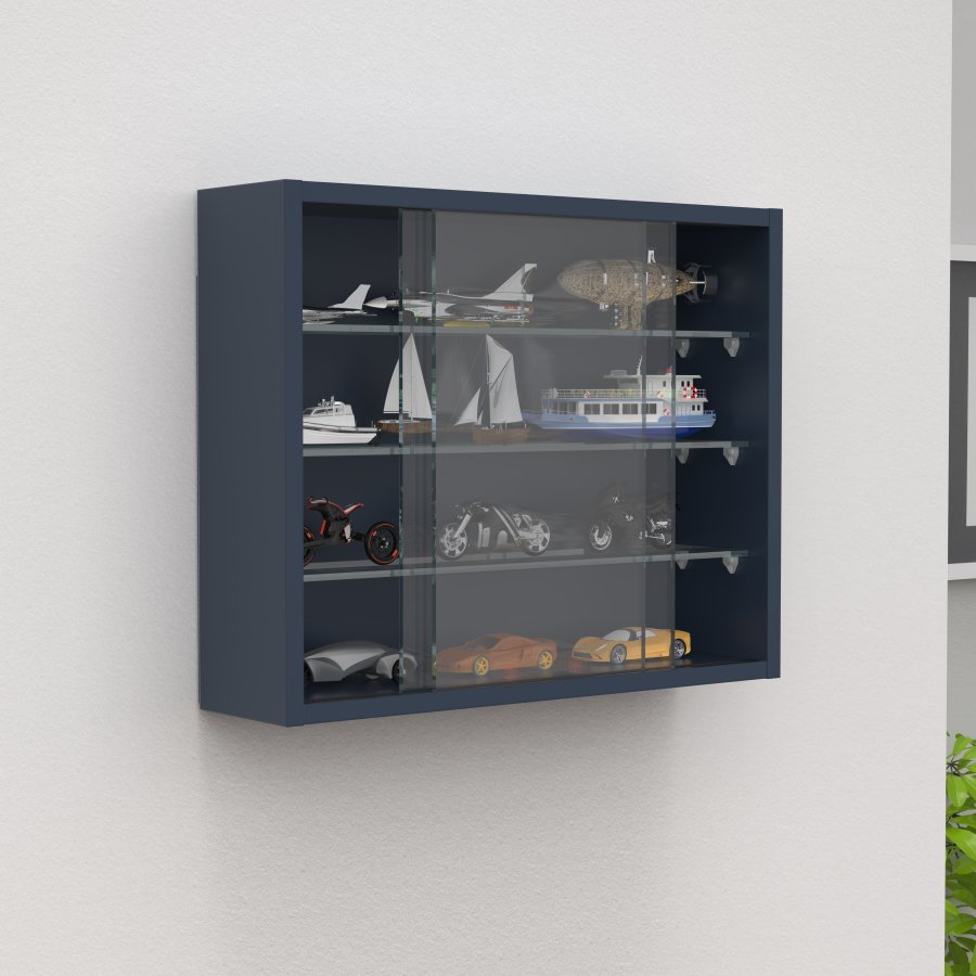 VCM NORDIC Drivalo S vgskab, m. 2 skydelger og 3 hylder - glas og antracitgr tr