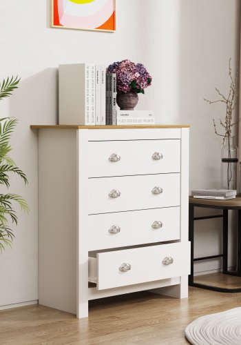 VCM NORDIC Balusa XL kommode, m. 4 skuffer - hvid/natur tr