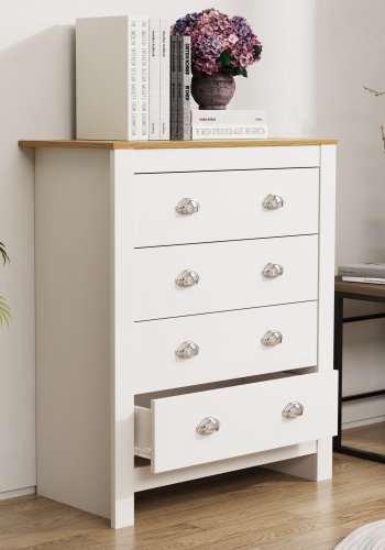 VCM NORDIC Balusa XL kommode, m. 4 skuffer - hvid/natur tr
