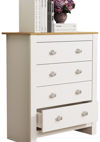 VCM NORDIC Balusa XL kommode, m. 4 skuffer - hvid/natur tr
