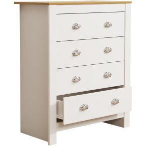 VCM NORDIC Balusa XL kommode, m. 4 skuffer - hvid/natur tr