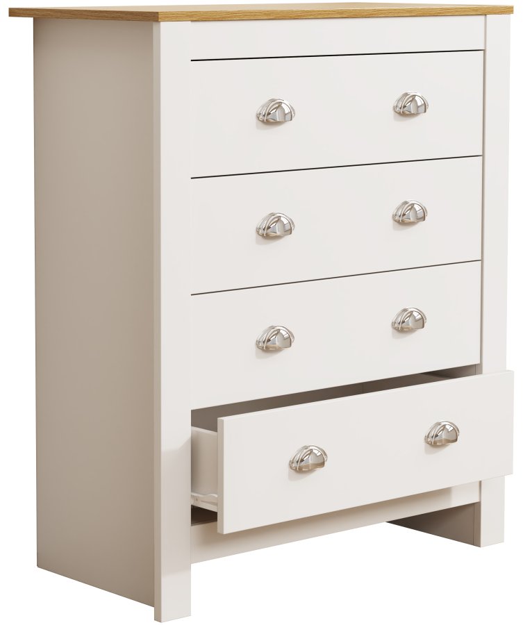 VCM NORDIC Balusa XL kommode, m. 4 skuffer - hvid/natur tr