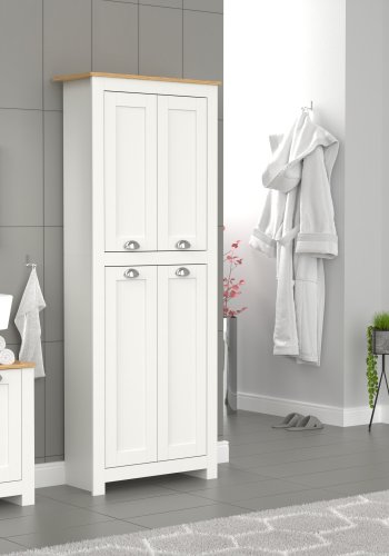 VCM NORDIC Balusa badevrelsesskab Hj, m. 4 lger og 4 hylder - hvid/natur tr