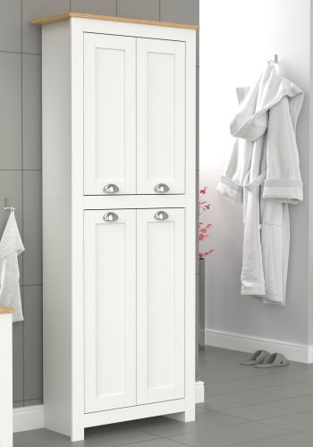 VCM NORDIC Balusa badevrelsesskab, m. 4 lger og hylder - hvid/natur tr