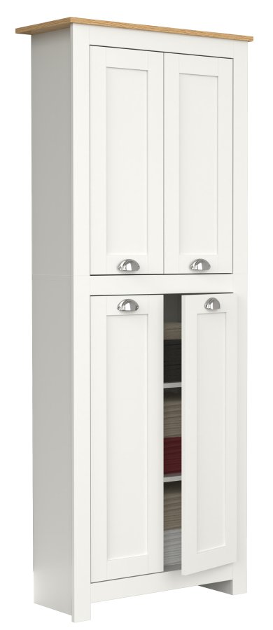 VCM NORDIC Balusa badevrelsesskab, m. 4 lger og hylder - hvid/natur tr