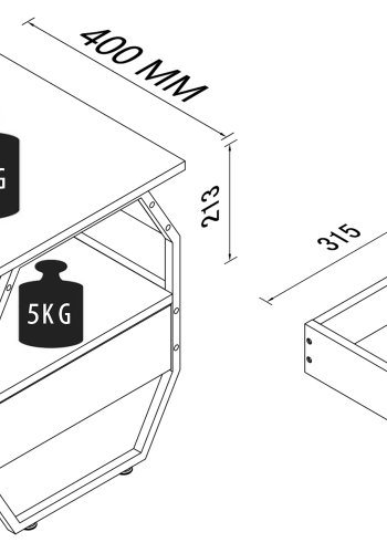 VCM NORDIC Aulari S sidebord, m. 1 bent rum og 1 skuffe - natur tr og sort stl (40x40)
