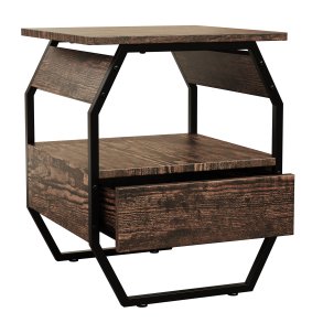 VCM NORDIC Aulari S sidebord, m. 1 bent rum og 1 skuffe - natur tr og sort stl (40x40)