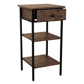 VCM NORDIC Aulari L sidebord, m. 2 hylder og 1 skuffe - natur tr og sort stl (35x35)