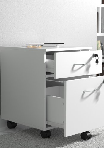 VCM NORDIC Baula M arkivskab, lsbar, m. 1 hngemappeskuffe, 1 skuffe og hjul - hvid tr