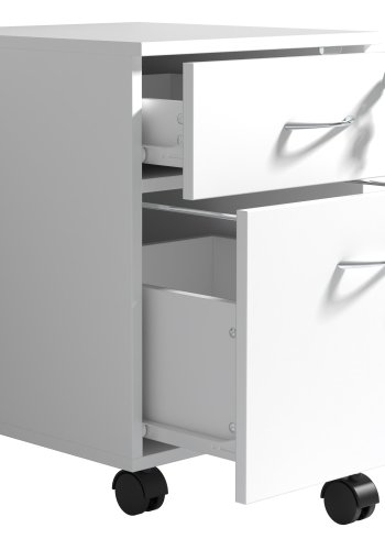 VCM NORDIC Baula M arkivskab, lsbar, m. 1 hngemappeskuffe, 1 skuffe og hjul - hvid tr