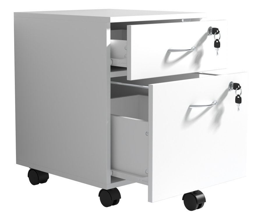 VCM NORDIC Baula M arkivskab, lsbar, m. 1 hngemappeskuffe, 1 skuffe og hjul - hvid tr