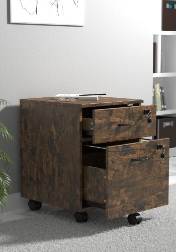 VCM NORDIC Baula M arkivskab, lsbar, m. 1 hngemappeskuffe, 1 skuffe og hjul - natur tr