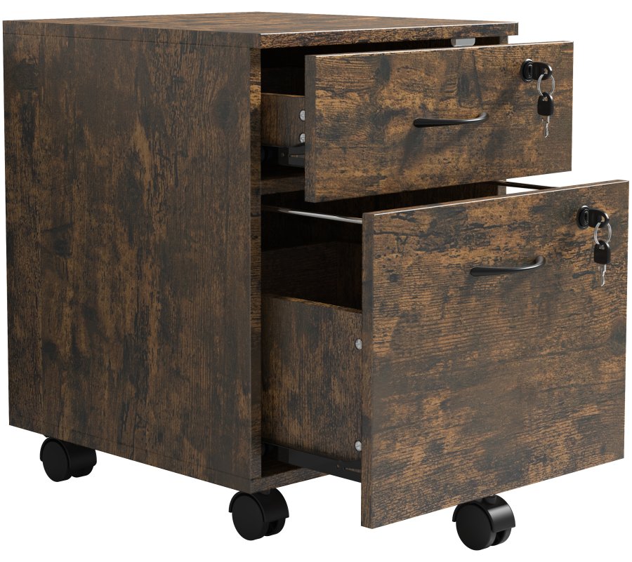 VCM NORDIC Baula M arkivskab, lsbar, m. 1 hngemappeskuffe, 1 skuffe og hjul - natur tr