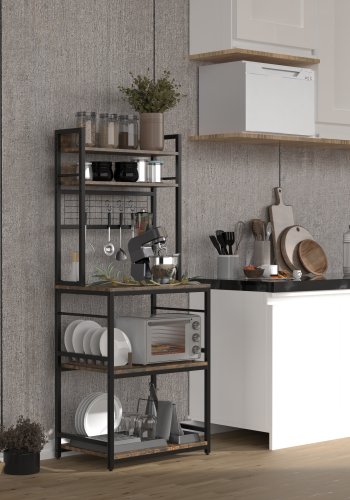 VCM NORDIC Kolari kkkenreol, m. hylder - natur tr og sort jern