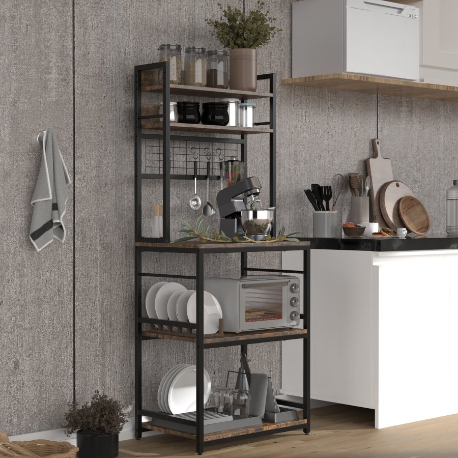 VCM NORDIC Kolari kkkenreol, m. hylder - natur tr og sort jern