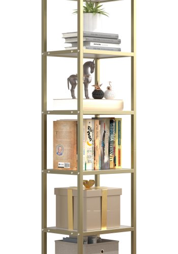 VCM NORDIC Vinali M reol, m. 4 hylder - hvid melamin og guld jern