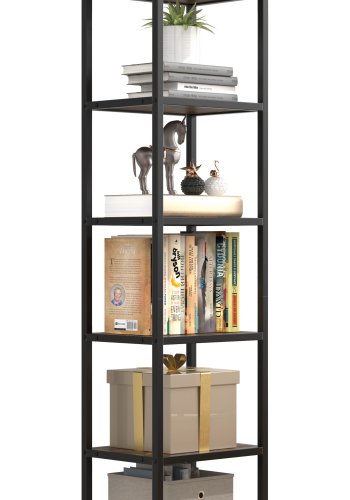 VCM NORDIC Vinali M reol, m. 4 hylder - brun melamin og sort jern