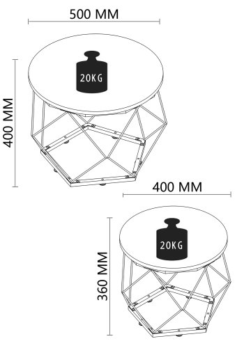 VCM NORDIC Helaro M sidebord, rund - natur tr og sort jern (st med 2)