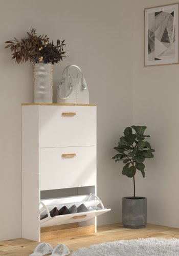 VCM NORDIC Halom M skoskab, m. 3 lger - hvid/natur tr