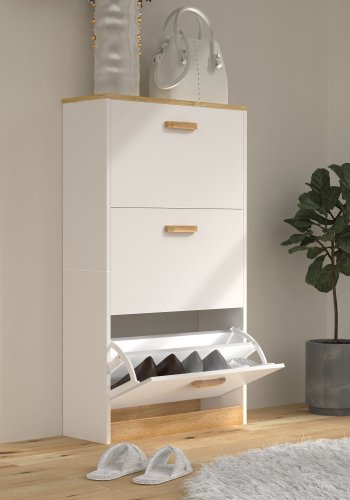 VCM NORDIC Halom M skoskab, m. 3 lger - hvid/natur tr