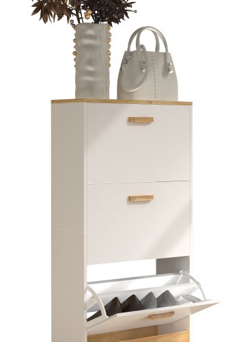 VCM NORDIC Halom M skoskab, m. 3 lger - hvid/natur tr