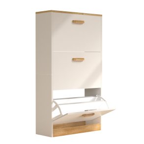 VCM NORDIC Halom M skoskab, m. 3 lger - hvid/natur tr