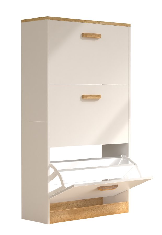 VCM NORDIC Halom M skoskab, m. 3 lger - hvid/natur tr