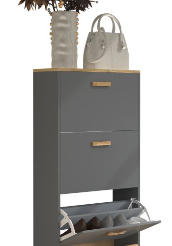 VCM NORDIC Halom M skoskab, m. 3 lger - antracitgr/natur tr