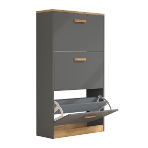 VCM NORDIC Halom M skoskab, m. 3 lger - antracitgr/natur tr