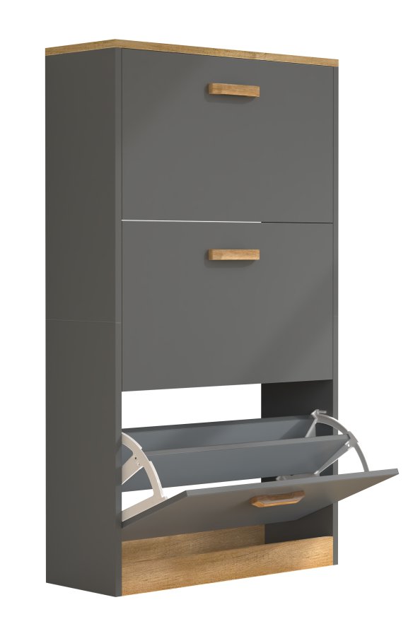 VCM NORDIC Halom M skoskab, m. 3 lger - antracitgr/natur tr