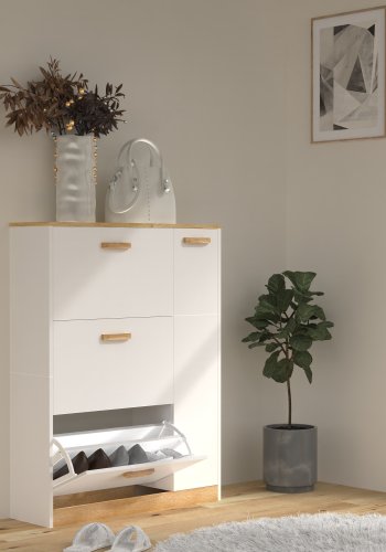 VCM NORDIC Halom L skoskab, m. 4 lger - hvid/natur tr