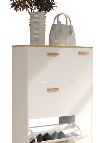 VCM NORDIC Halom L skoskab, m. 4 lger - hvid/natur tr