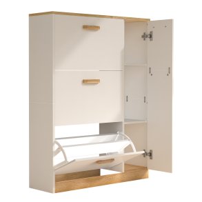 VCM NORDIC Halom L skoskab, m. 4 lger - hvid/natur tr