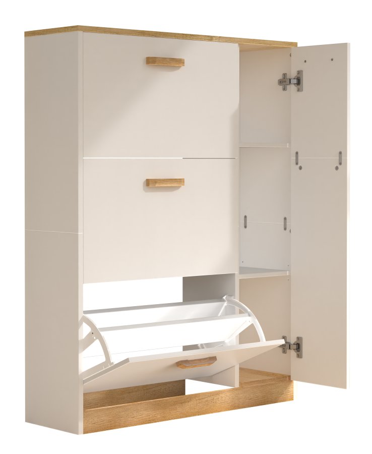 VCM NORDIC Halom L skoskab, m. 4 lger - hvid/natur tr