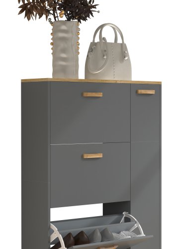 VCM NORDIC Halom L skoskab, m. 4 lger - antracitgr/natur tr