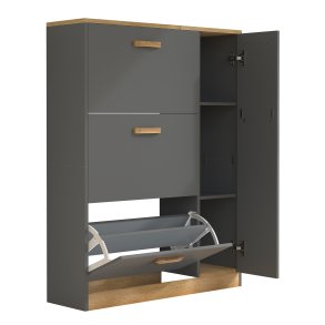 VCM NORDIC Halom L skoskab, m. 4 lger - antracitgr/natur tr