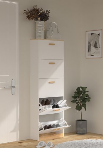 VCM NORDIC Halom XL skoskab, m. 5 lger - hvid/natur tr