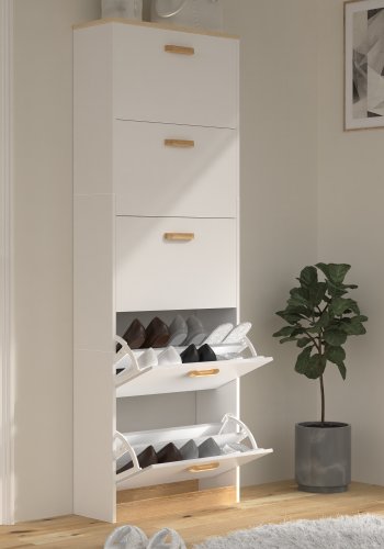 VCM NORDIC Halom XL skoskab, m. 5 lger - hvid/natur tr