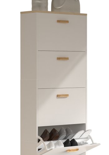 VCM NORDIC Halom XL skoskab, m. 5 lger - hvid/natur tr