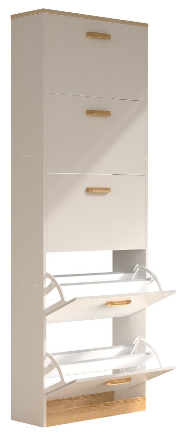 VCM NORDIC Halom XL skoskab, m. 5 lger - hvid/natur tr