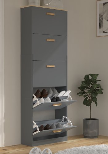 VCM NORDIC Halom XL skoskab, m. 5 lger - antracitgr/natur tr