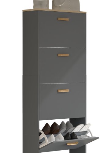 VCM NORDIC Halom XL skoskab, m. 5 lger - antracitgr/natur tr