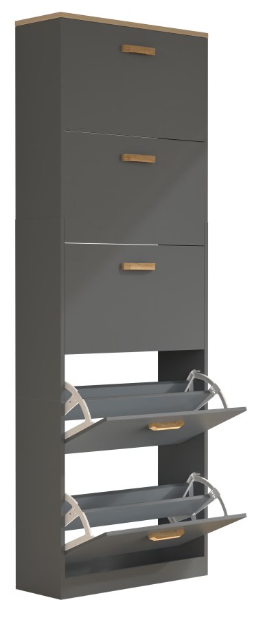 VCM NORDIC Halom XL skoskab, m. 5 lger - antracitgr/natur tr