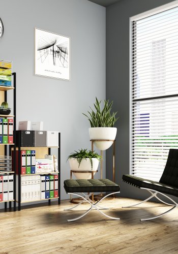 VCM NORDIC Flakos kontorreol, m. 3 hylder - natur tr og metal