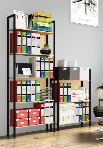 VCM NORDIC Flakos kontorreol, m. 3 hylder - natur tr og metal