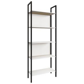 VCM NORDIC Flakos kontorreol, m. 5 hylder - hvid tr og metal