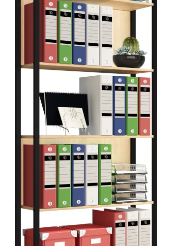 VCM NORDIC Flakos kontorreol, m. 5 hylder - natur tr og metal