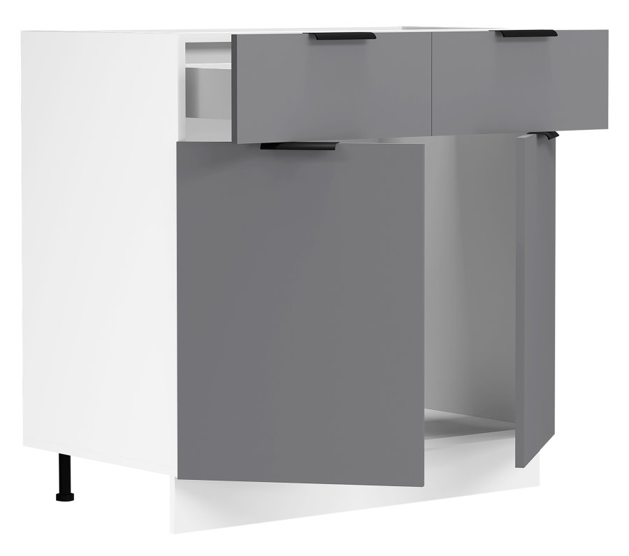 VCM NORDIC Fasola kkkenunderskab, m. 2 lger, 1 skuffe, 1 hylde - antracitgr/hvid tr (B:80)