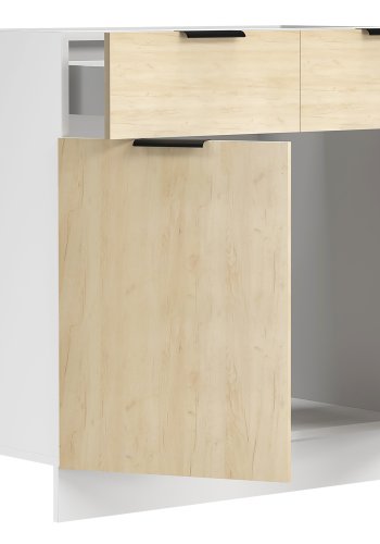VCM NORDIC Fasola kkkenunderskab, m. 2 lger, 1 skuffe, 1 hylde - natur/hvid tr (B:80)