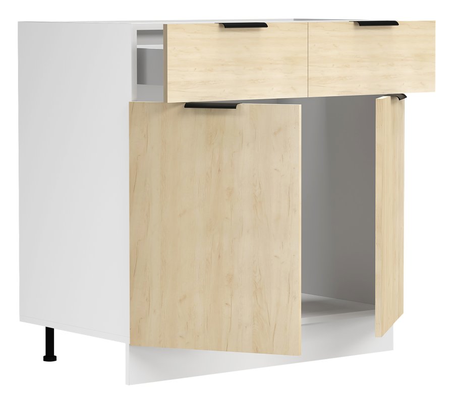 VCM NORDIC Fasola kkkenunderskab, m. 2 lger, 1 skuffe, 1 hylde - natur/hvid tr (B:80)